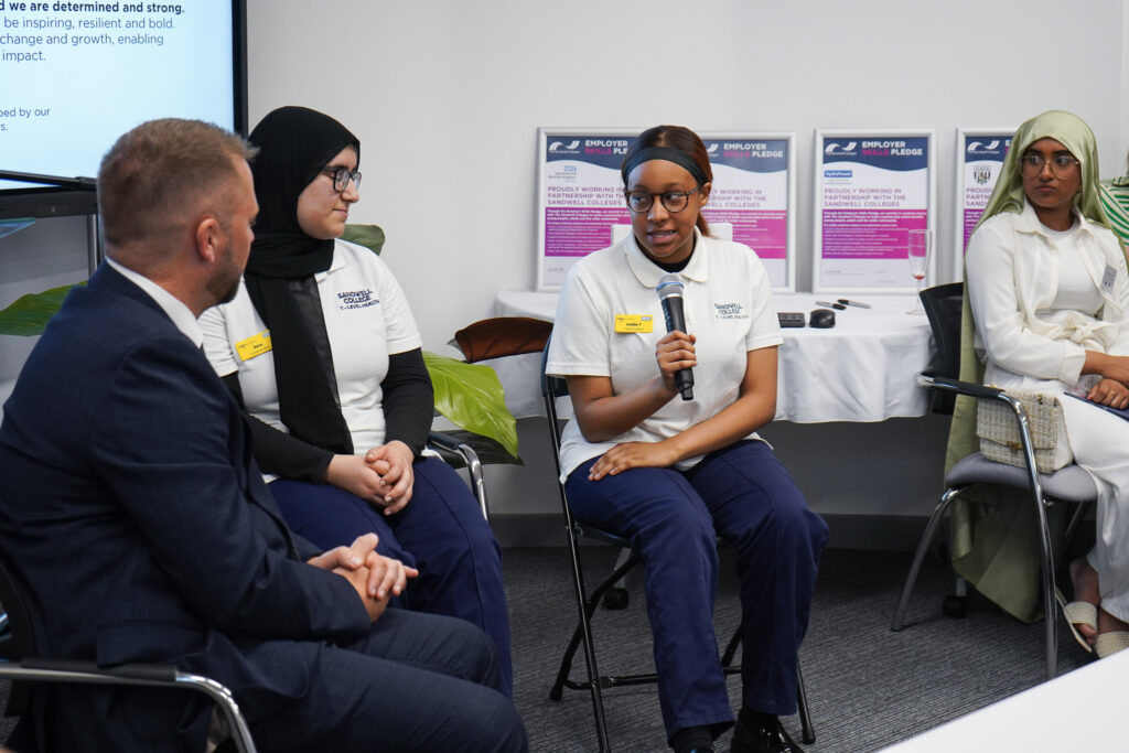 T Level students talking at Strategy Launch